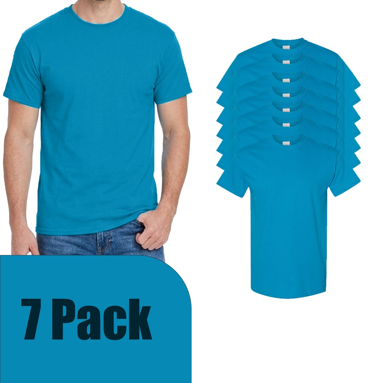 Gildan Men's Heavy Cotton T-Shirt, Soft Cotton Craft & Custom Shirt Blank Sapphire Tee